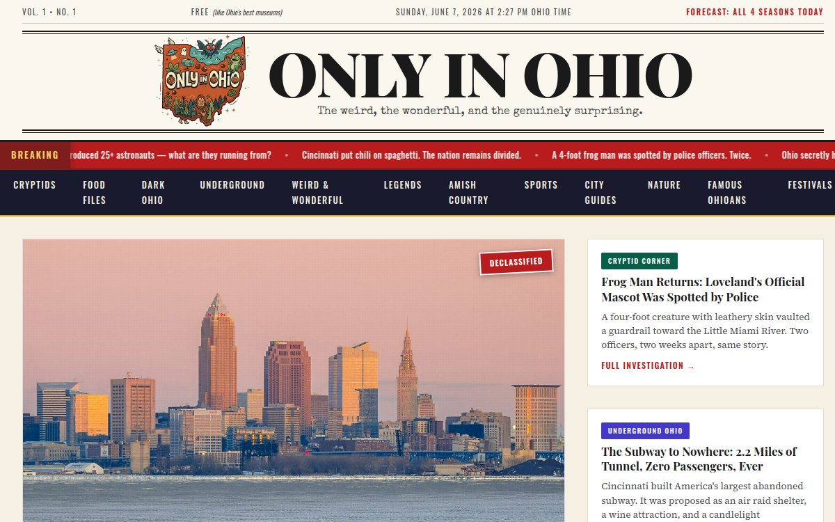 Only in Ohio — vintage-newspaper content site